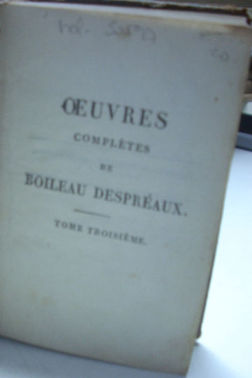 OEUVRES COMPLETES DE BOILEAU DESPREAUX. TOME III.