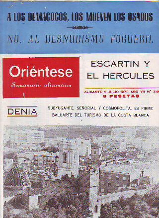 ORIENTESE SEMANARIO ALICANTINO. AÑO VII NUMERO 319: DENIA