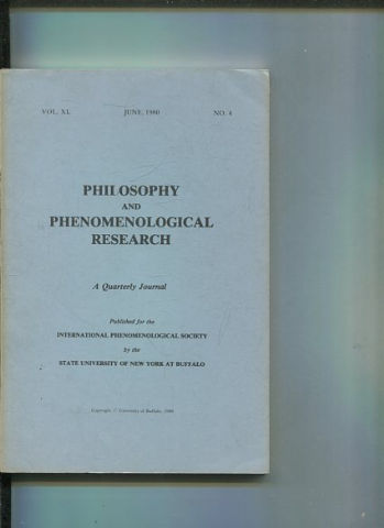 Philosophy and Phenomenological Research: A Quarterly Journal - VOL. XL JUNE, 1980. No.4.