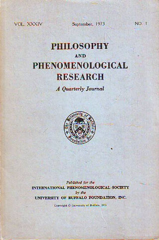 PHILOSOPHY AND PHENOMENOLOGICAL RESEARCH. A QURTERLY JPURNAL. VOL. XXXIV, Nº 1.