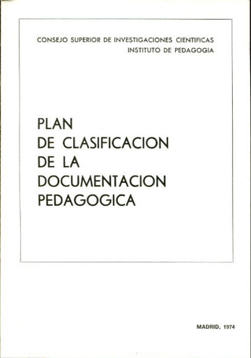 PLAN DE CLASIFICACION DE LA DOCUMENTACION PEDAGOGICA.