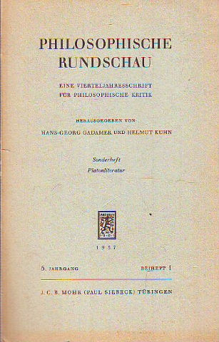 Platonliteratur. Bücher über Platon. Sonderheften der Philosophische Rundschau. Herausgegeben von Hans-Georg Gadamer und Helmut Kuhn.