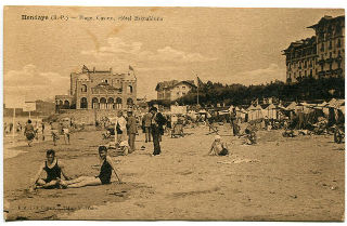 POSTAL ANTIGUA DE HENDAYA: PLAGE, CASINO, HOTEL EUSKALDUNA/CARTE POSTALE. HENDAYE: PLAGE, CASINO, HOTEL EUSKALDUNA/OLD POSTCARD OF HENDAYE (FRANCE).