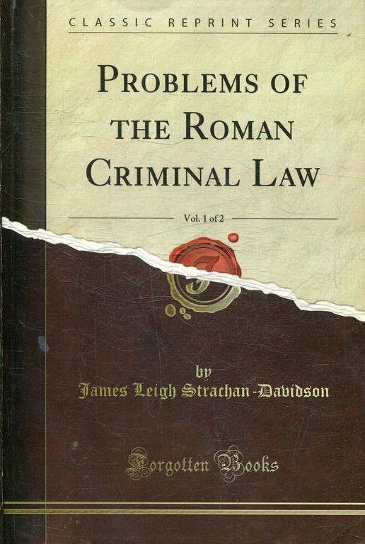 PROBLEMS OF THE ROMAN CRIMINAL LAW (2 VOLUMENES).