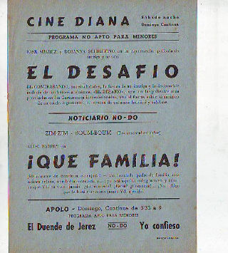 PROGRAMA DE MANO. CINE DIANA, VILLANUEVA Y LA GELTRU. EL DESAFIO. ¡QUE FAMILIA!