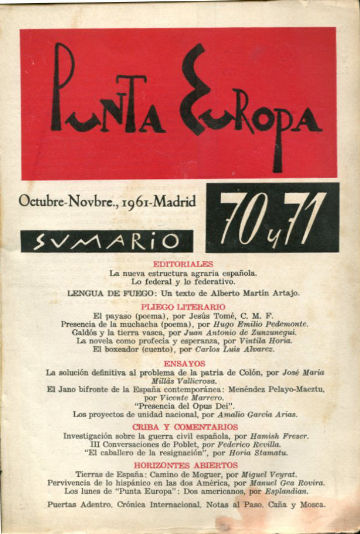 PUNTA EUROPA. Nº 70 Y 71, OCTUBRE- NOVIEMBRE 1961.