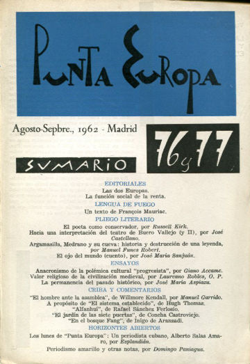 PUNTA EUROPA. Nº 76 y 77, AGOSTO- SEPTIEMBRE 1962.