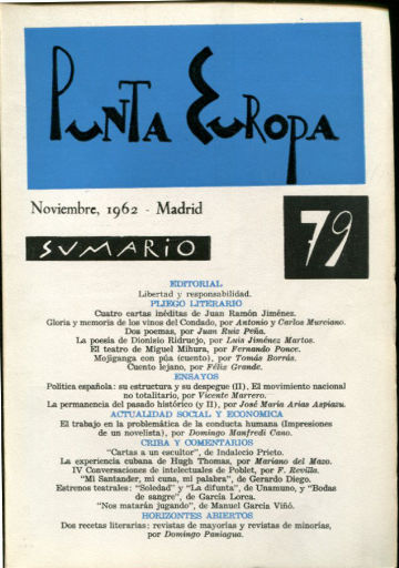 PUNTA EUROPA. Nº 79, NOVIEMBRE 1962.