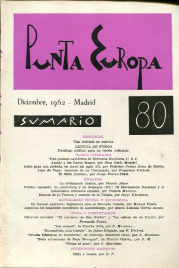 PUNTA EUROPA. Nº 80, DICIEMBRE 1962.