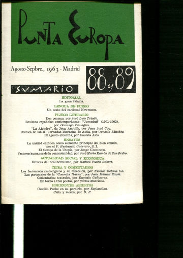 PUNTA EUROPA. Nº 88 Y 89, AGOSTO- SEPTIEMBRE 1963.