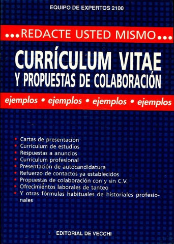 REDACTE USTED MISMO CURRICULUM VITAE Y PROPUESTAS DE COLABORACION.