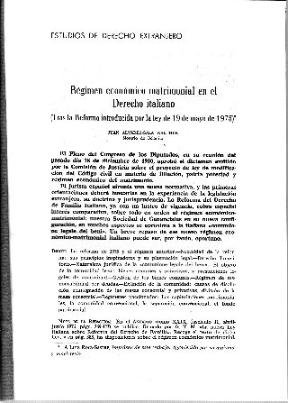 REGIMEN ECONOMICO MATRIMONIAL EN EL DERECHO ITALIANO.