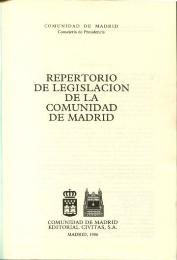 REPERTORIO DE LEGISLACION DE LA COMUNIDAD DE MADRID.