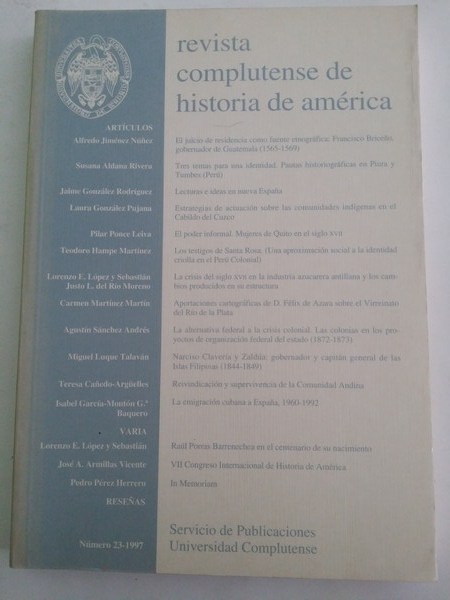 Revista complutense de historia de America. Num. 23 – 1997