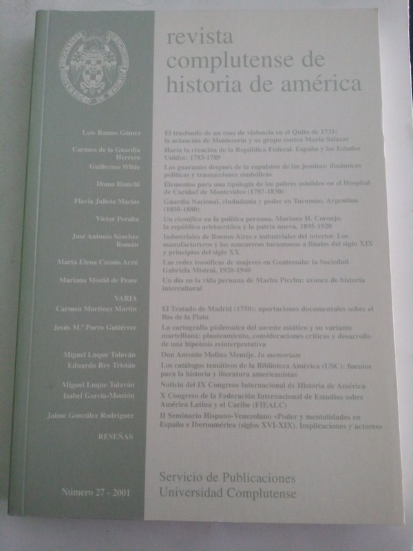 Revista complutense de historia de America. Num. 27- 2001