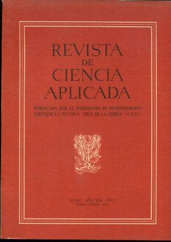 REVISTA DE CIENCIA APLICADA. NUM. 102, AÑO XIX, FASCICULO 1. ENERO-FEBRERO 1965.