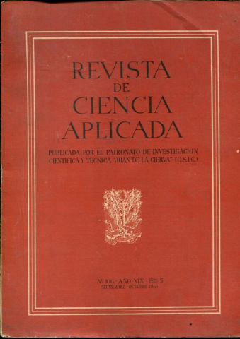 REVISTA DE CIENCIA APLICADA. NUM. 106, AÑO XIX, FASCICULO 5. SEPTIEMBRE-OCTUBRE 1965.