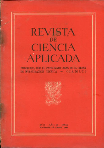 REVISTA DE CIENCIA APLICADA. NUM. 11, AÑO III, FASCICULO6. NOVIEMBRE-DICIEMBRE  1949.