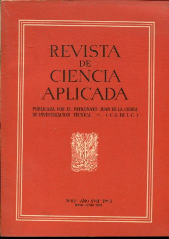 REVISTA DE CIENCIA APLICADA. NUM. 92, AÑO XVII, FASCICULO 3. MAYO-JUNIO 1963.