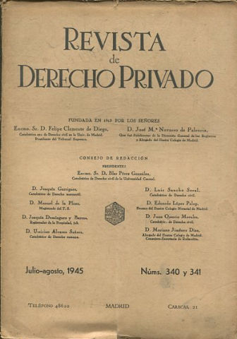 REVISTA DE DERECHO PRIVADO. JULIO-AGOSTO 1945.