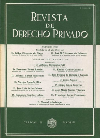 REVISTA DE DERECHO PRIVADO. OCTUBRE 1983.