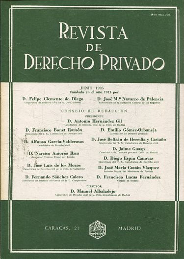 REVISTA DE DERECHO PRIVADO.TOMO LXIX,  JUNIO 1985.