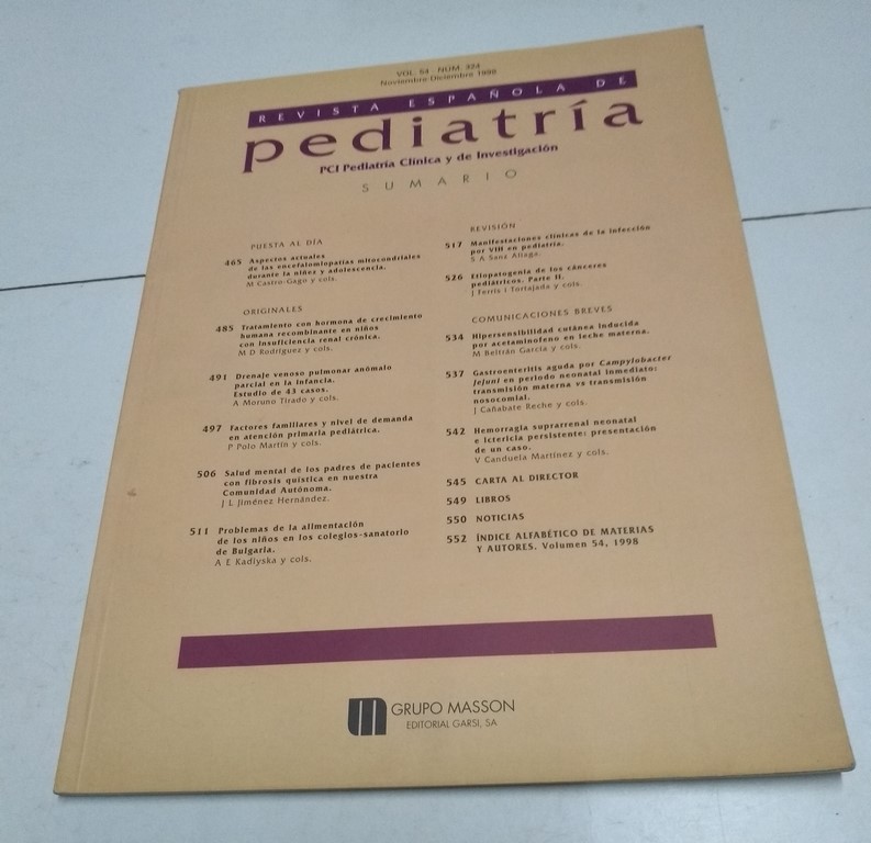 Revista española de Pediatría, vol. 54 – núm. 324