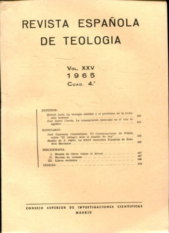 REVISTA ESPAÑOLA DE TEOLOGIA. NUM 101.