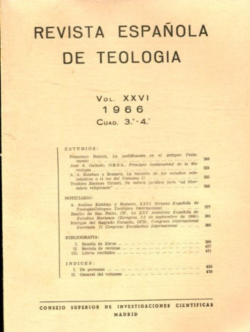 REVISTA ESPAÑOLA DE TEOLOGIA. NUM 104-105.