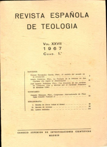 REVISTA ESPAÑOLA DE TEOLOGIA. NUM 106.