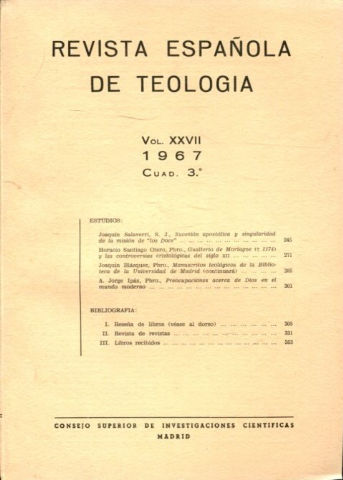 REVISTA ESPAÑOLA DE TEOLOGIA. NUM 108.