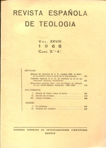 REVISTA ESPAÑOLA DE TEOLOGIA. NUM 112.