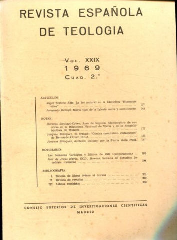 REVISTA ESPAÑOLA DE TEOLOGIA. NUM 115.