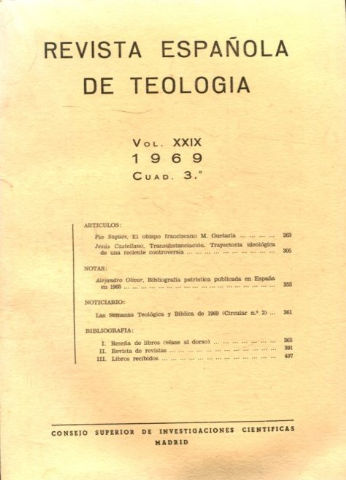 REVISTA ESPAÑOLA DE TEOLOGIA. NUM 116.