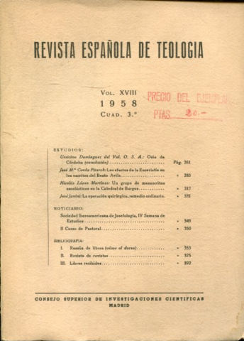 REVISTA ESPAÑOLA DE TEOLOGIA. NUM 72.