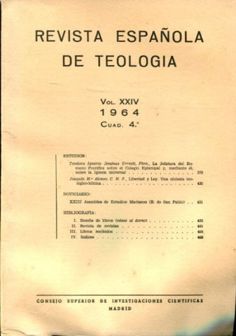 REVISTA ESPAÑOLA DE TEOLOGIA. NUM 97.