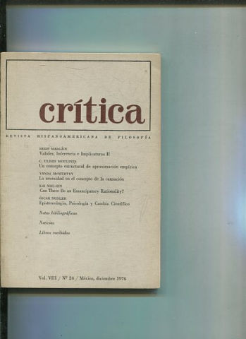 REVISTA HISPANOAMERICANA DE FILOSOFIA. CRITICA VOL VIII, No. 24.