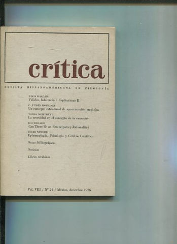 REVISTA HISPANOAMERICANA DE FILOSOFIA. CRITICA VOL VIII, No. 24.