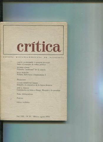 REVISTA HISPANOAMERICANA DE FILOSOFIA. CRITICA VOL VIII, No. 23.