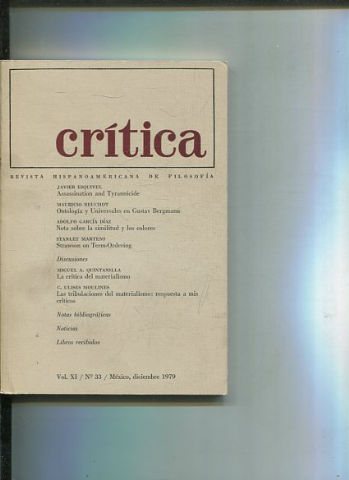 REVISTA HISPANOAMERICANA DE FILOSOFIA. CRITICA VOL XI, No. 33.