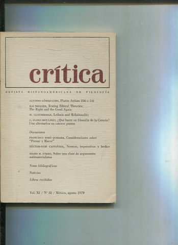 REVISTA HISPANOAMERICANA DE FILOSOFIA. CRITICA VOL XI, No. 32.