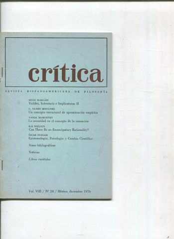 REVISTA HISPANOAMERICANA DE FILOSOFIA. CRITICA VOL VIII, No. 24.