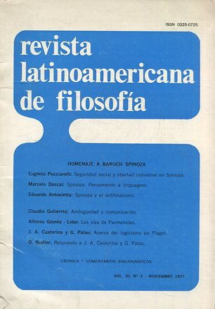 REVISTA LATINOAMERICANA DE FILOSOFIA. VOL III - Nº 3-NOVIEMBRE 1977.