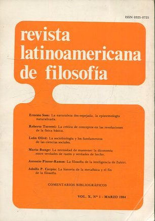 REVISTA LATINOAMERICANA DE FILOSOFIA. VOL X - Nº 1-MARZO 1984.