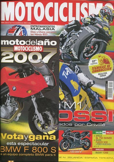 REVISTA MOTOCICLISMO.  DE ROSSI..  NUMERO 2022 21 AL 27 DE NOVIEMBRE DE 2006.