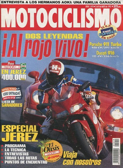 REVISTA MOTOCICLISMO.  DOS LEYENDAS ¡AL ROJO VIVO!  NUMERO 1419 2 AL 8 DE MAYO DE 1995.