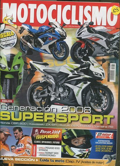 REVISTA MOTOCICLISMO. GENERACION 2008 SUPERSPORT.  NUMERO 2.081 8 al 14 de ENERO DE 2008.