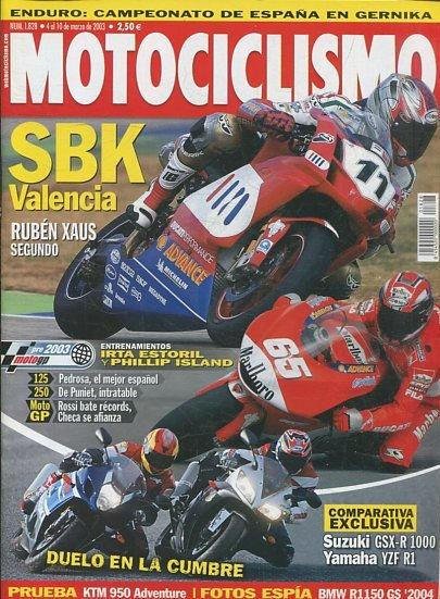 REVISTA MOTOCICLISMO. SBK VALENCIA. NUMERO 1828 4 al 10 de MARZO de 2003.