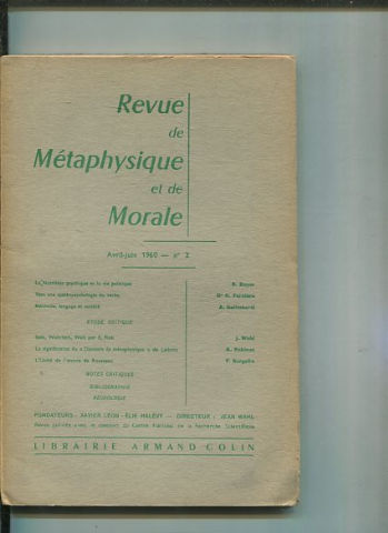 REVUE DE METAPHYSIQUE ET DE MORALE. AVRIL-JUIN Nº2.