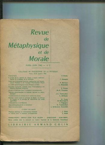 REVUE DE METAPHYSIQUE ET DE MORALE. AVRIL-JUIN Nº2.